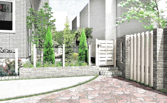 ホワイト基調のエレガントなエクステリアプラン 勝手口周り ホワイト基調のエレガントなエクステリアプラン 勝手口周り