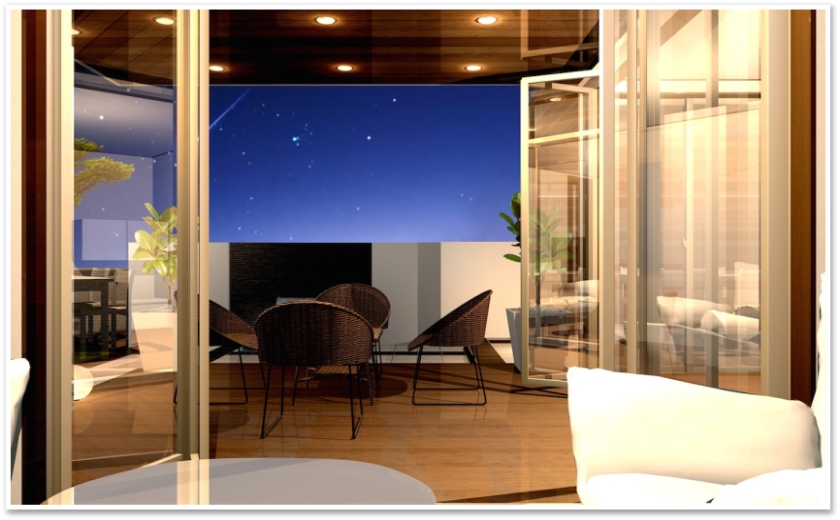 屋内からテラスを望む 屋内からテラスを望む