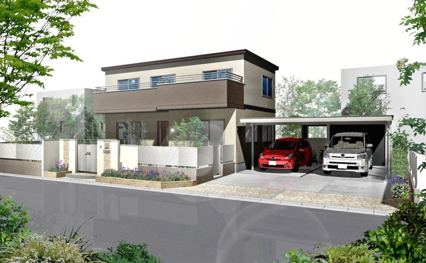 オーセブンCAD 07ギャラリー プラン 125:落ち着いた雰囲気のクローズドエクステリア / オーセブンCAD 07ギャラリー プラン 125:落ち着いた雰囲気のクローズドエクステリア /