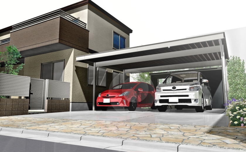 落ち着いた雰囲気のクローズドエクステリア:車庫周り 落ち着いた雰囲気のクローズドエクステリア:車庫周り